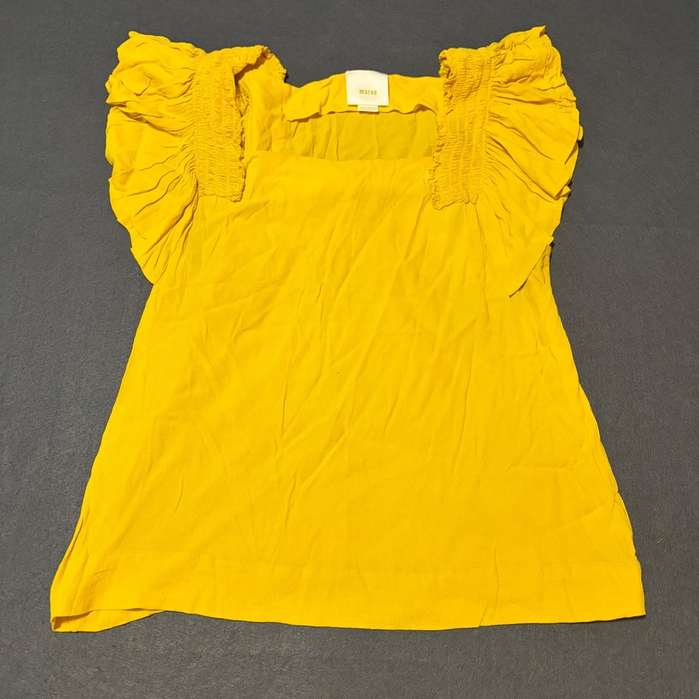 Maeve Flutter Sleeve Top Women 16 Yellow Boho Anthropologie Cottagecore Coastal